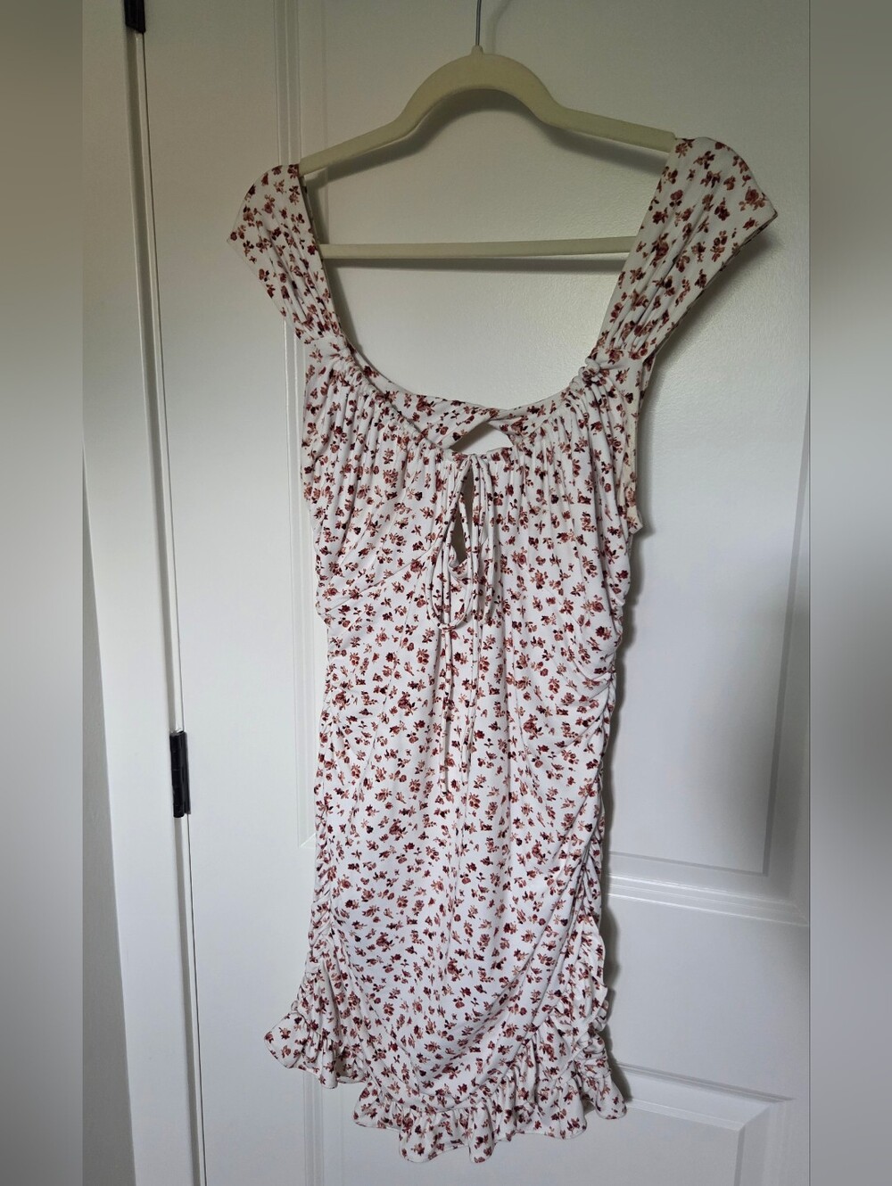 Urban Outfitters White Mini Dress with Red Floral Print